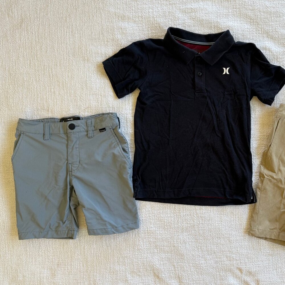 BOYS Hurley and Quicksilver LOT - Shirt and Shorts Size 7 - Surfer Boy